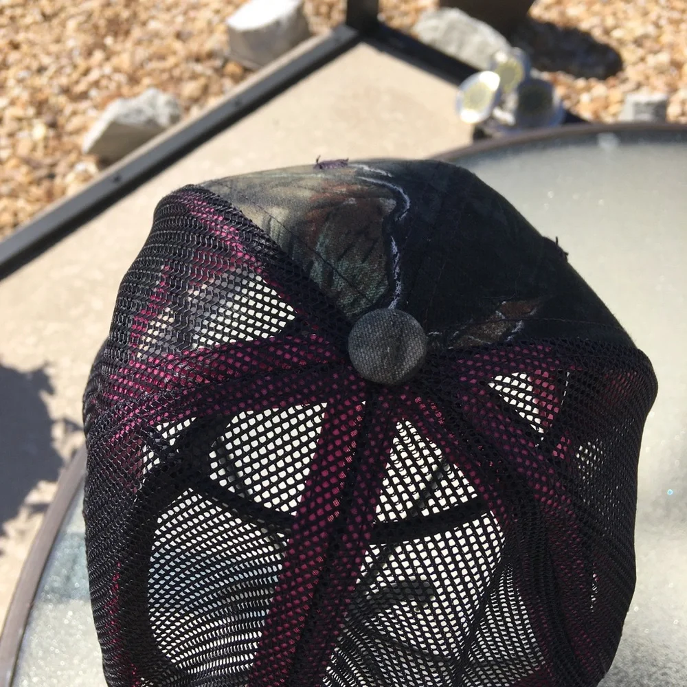 Mossy Oak by Outdoor Cap Black Hat with Pink Logo O/S Hunting Fishing